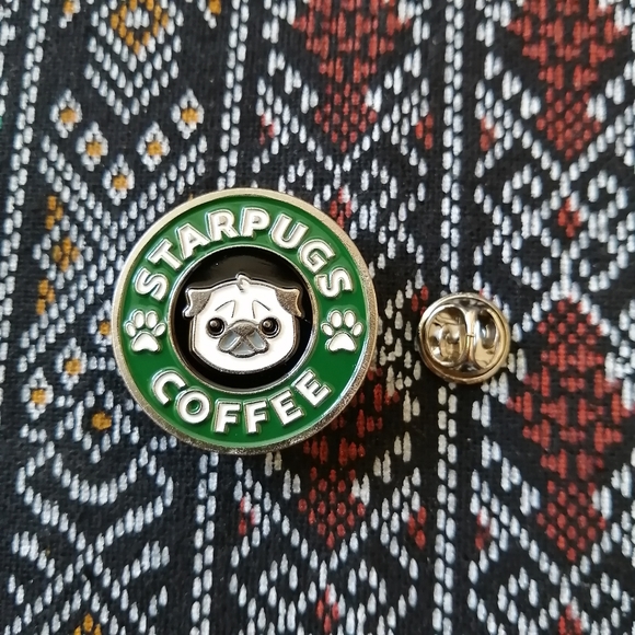 📍2/20$ Starpugs Coffee Enamel Pin NWOT - Picture 3 of 6